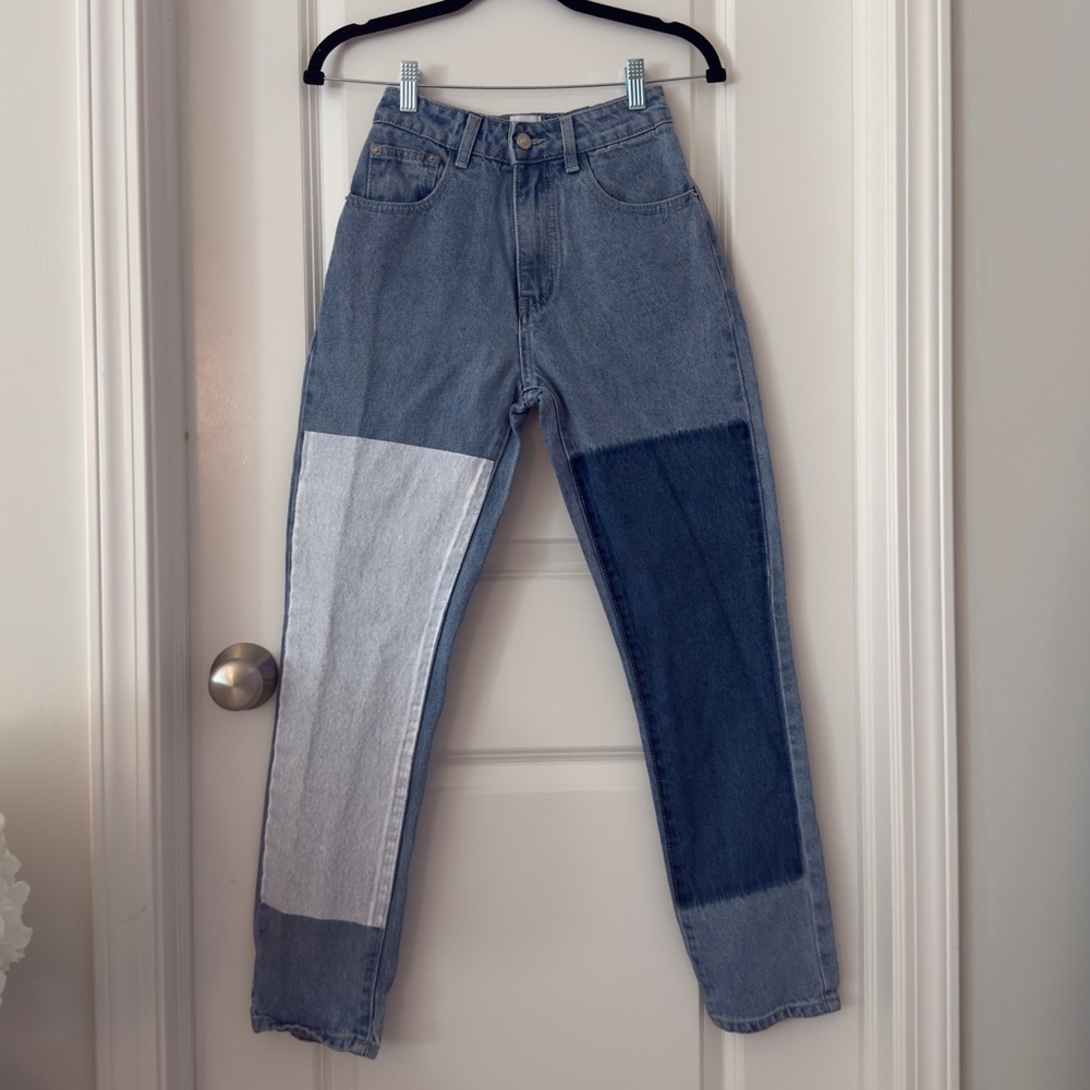 Princess Polly Two Toned Straight Jeans US 2